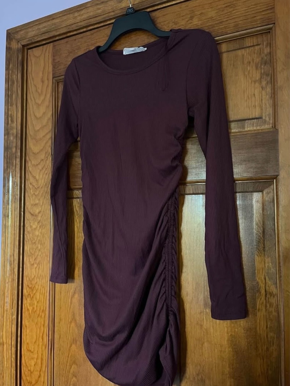 Hippie Rose Long Sleeve Ruched Bodycon Dress - Plum